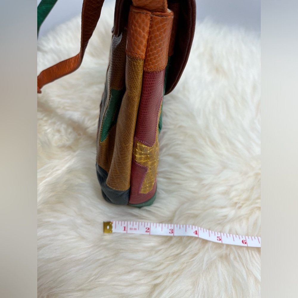 Vintage Sharif 1980s Genuine Leather and Snake Color-blockShoulder Bag - Picture 10 of 17